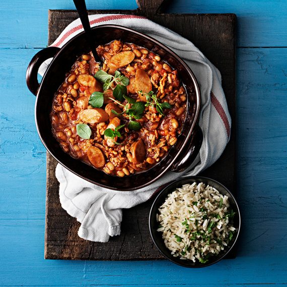 Chili con pollo med kycklingchorizo och bönor