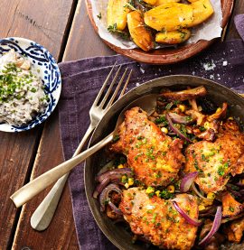 Citronstekt lårfilé med svampragu, svampkesella & rostad potatis