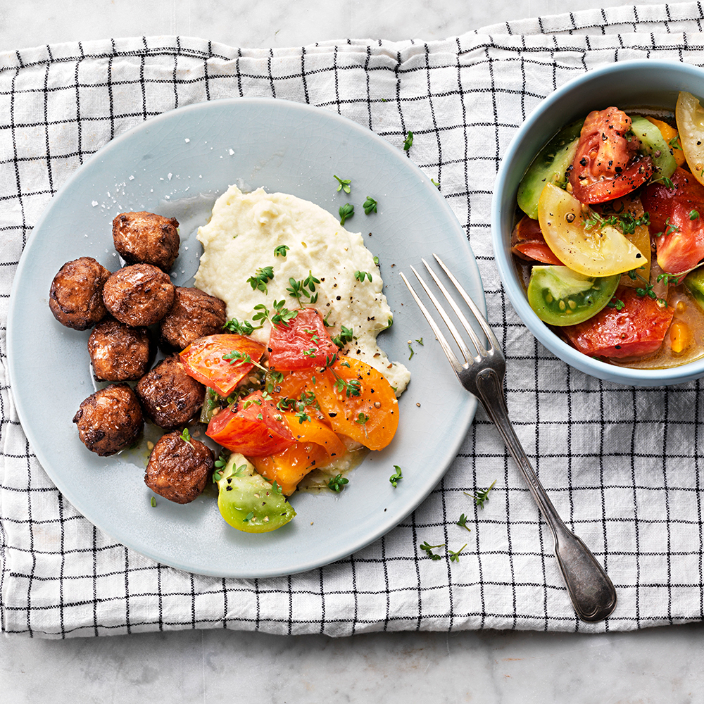 Kycklingköttbullar-med-blomkålspure