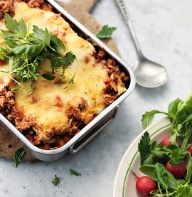 Kycklinglasagne med vitlök och rotfrukter