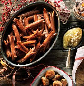 Kycklingprinskorv med kryddigt äppelmos - Kronfågel