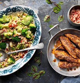 Små & fina Minutfiléer med matvetesallad och rabarber