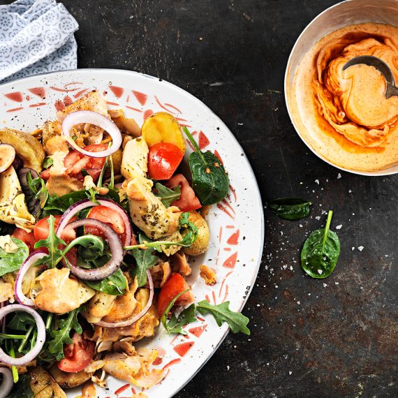 Stark kebabsallad av kyckling