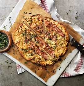 Tarte flambé - Pizza från Alsace - Kyckling från Kronfågel