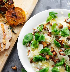 VITLÖKSSTEKT KYCKLINGFILÉ med kantarellrisotto