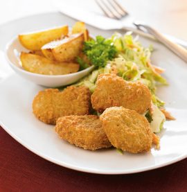 Chicky bits, coleslaw och klyftpotatis - Recept - Kronfågel
