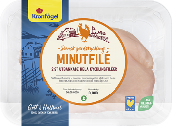 Minutfilé, utbankad hel kycklingfilé
