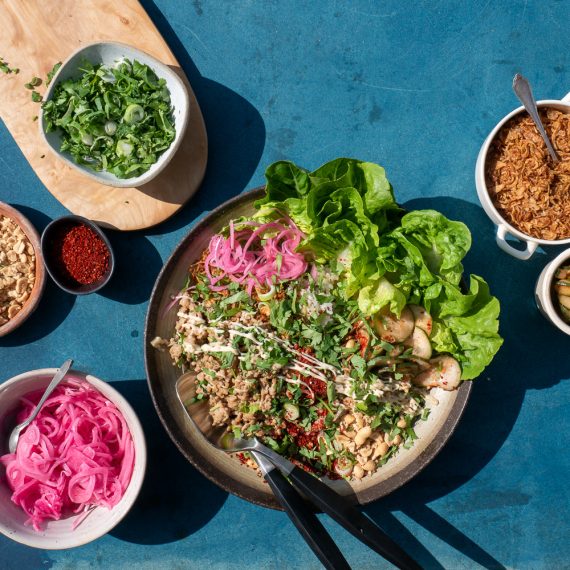 Sticky Rice Bowl “Vietnam”, sojastekt kycklingfärs, sojamajonnäs