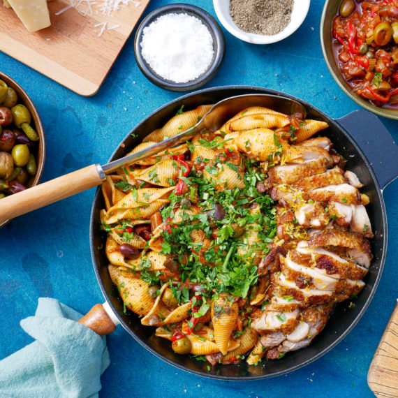 Citronbakad kycklingsteak med caponata