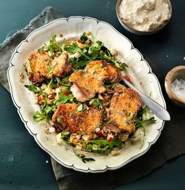 Äppelciderbrässerad kycklinglårfilé med cheddarcréme