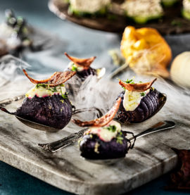 Hasselbacksrödbeta med Citroncrème & Kycklingbacon