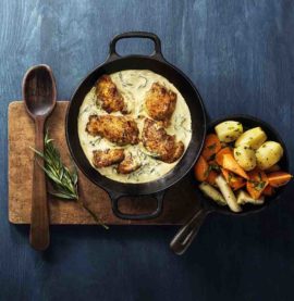 KYCKLINGLÅRFILÉ med dragonsås, svartrot och morot - Kronfågel