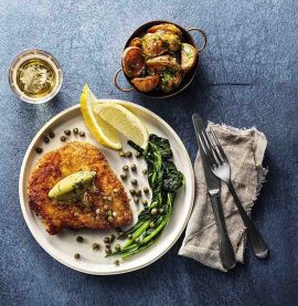 KYCKLINGSCHNITZEL PÅ MINUTFILÉ med spenat, örtsmör och citron - Kronfågel