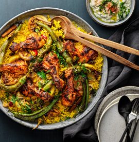 Biryani med ugnsrostade kycklingben