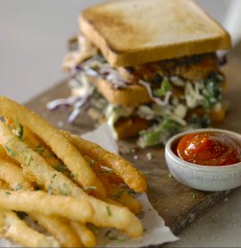 Mozzarella fries med kycklingmacka